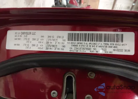 2009 Dodge Ram 1500 Slt/Sport/Trx из США, поврежденный, VIN 1D3HV18T29S795683